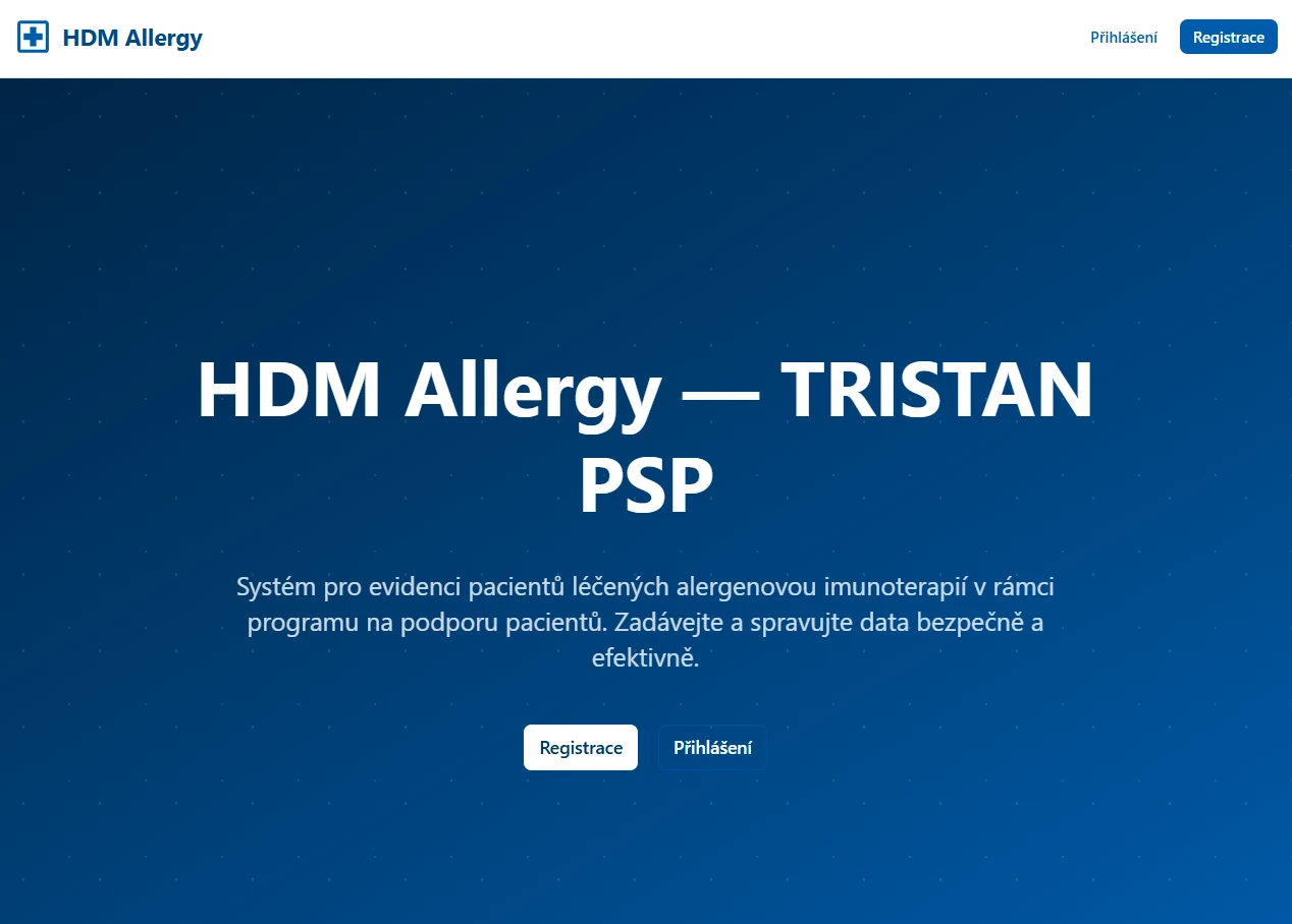 Snímek obrazovky projektu HdmAllergy
